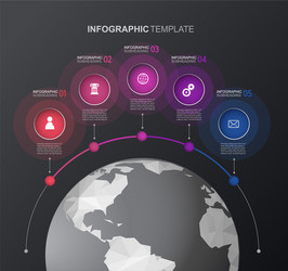 infographic template with five circles and icons vector