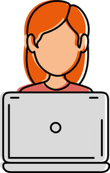laptop computer with user vector image