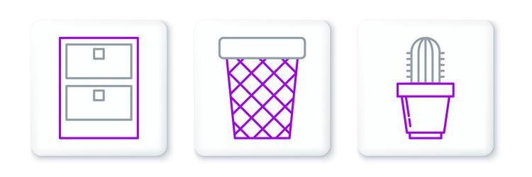 set line cactus and succulent in pot archive vector image