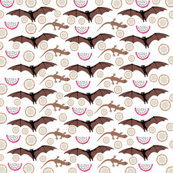 bat lizard with fruit as a pattern background vector image