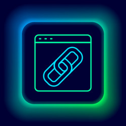 glowing neon line browser window icon isolated vector image