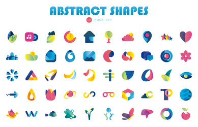 50 abstract shapes gradient style icon set vector image