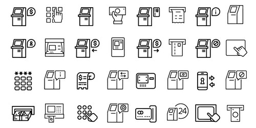atm icon set on white background vector image