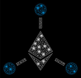 bright mesh carcass ethereum links with flash vector image