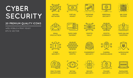 Cyber security thin line icons set computer vector