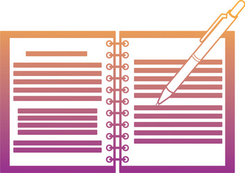 notebook open with magnifying glass rainbow lines vector image