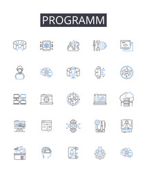 programm line icons collection project system vector image