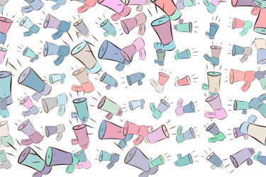loud speaker sketch effect shape set vector image