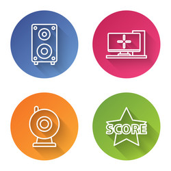 set line stereo speaker computer monitor web vector