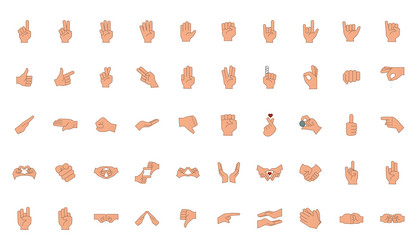 Set of different hand gestures icon vector