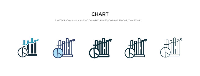 chart icon in different style two colored vector