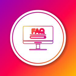 color line computer monitor with text faq vector image