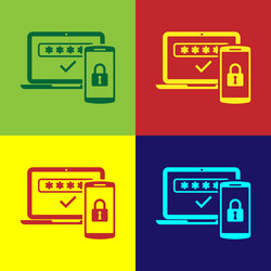 Color multi factor two steps authentication icon vector