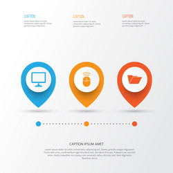 computer icons set collection of desktop dossier vector image