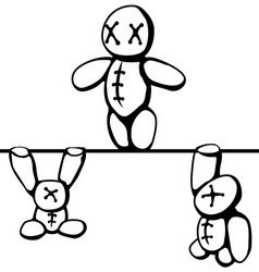 voodoo doll acrobats stencil vector