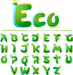 ecology alphabet overlapping gradient font vector image