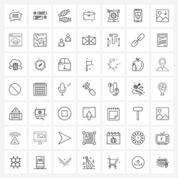 set 49 simple line icons for web and print vector image