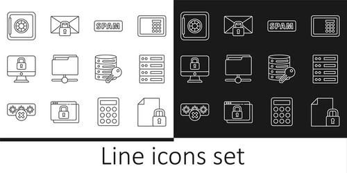 set line document and lock server data web vector image