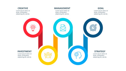 abstract elements graph diagram with 5 steps vector