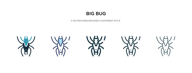 big bug icon in different style two colored vector image