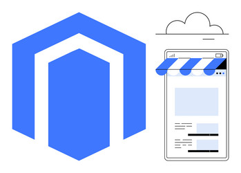 digital storefront concept with geometric logo vector image