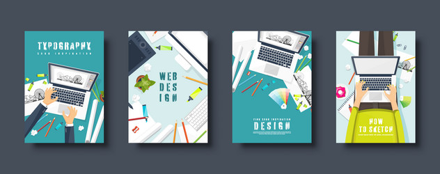 graphic and web design flat style covers set vector