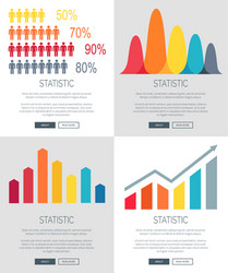 statistic presentation set of web page designs vector image