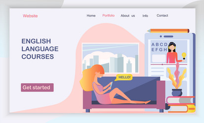 Web page design templates for language courses vector