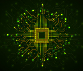 cpu microprocessor microchip circuit board vector image