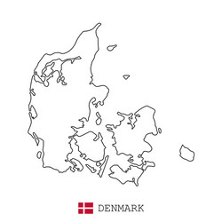 denmark map line linear thin simple vector image