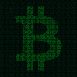 silhouette of bitcoin symbol from binary digits vector image