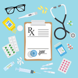 Empty medical prescription rx form with pills Vector Image