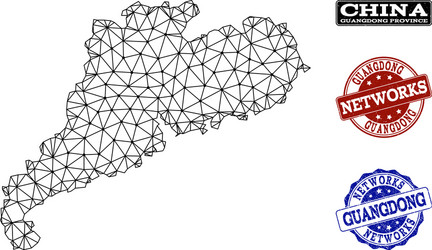 polygonal network mesh map of guangdong vector image