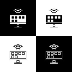 Set smart tv system icon isolated on black vector