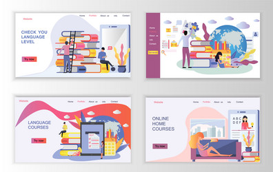 web page design templates for language courses vector image