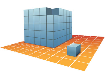 Isolated Cube on Grid vector image