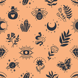 seamless pattern of mystical and astrology objects vector image