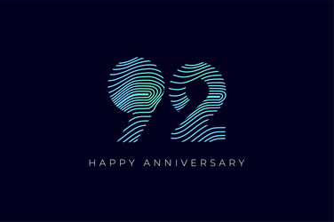 numeric design with line curve 92th happy vector image