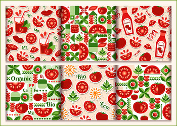 tomato patterns in simple geometric style vector image