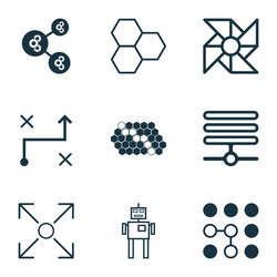 learning icons set with computer cooler algorithm vector image