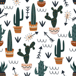seamless pattern with cacti and arrows vector image