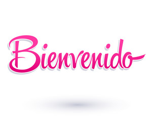 welcome spanish text hand lettering vector