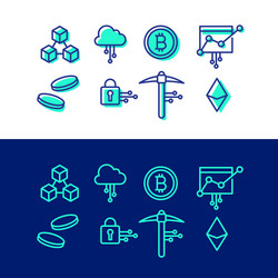 crypto blockchain icon set cryptocurrency bitcoin vector image