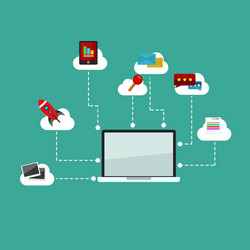 flat design concept of cloud service and mobile vector image