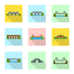 isolated object of bridgework and bridge icon set vector image