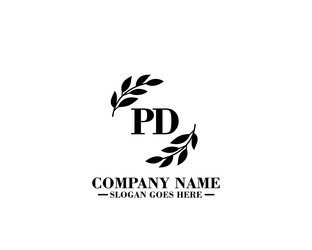 modern floral monogram pd logo design template Vector Image