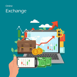 Online exchange flat style design vector