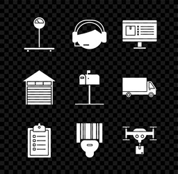 set scale computer monitor with app delivery vector image