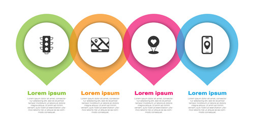 set traffic light city map navigation location vector image