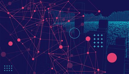square pattern wireframe background futuristic vector image